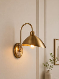 Mid Century Modern Brass Wall Sconce, Antique Brass Dome Wall Light, Handmade Bedside Wall Lamp, Luxury Bedroom Hallway Lighting