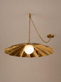 Handmade Brass Swag Pendant Light, Mid Century Modern Flower Pendant Lamp, Opal Globe Hanging Light, Luxury Ceiling Fixture