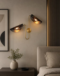 Modern Brass Double Wall Sconce, Mid Century Modern Wall Light, Adjustable Dual Shade Wall Lamp, Luxury Bedroom Hallway Lighting