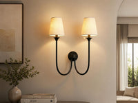 Modern Double Wall Sconce, Black 2 Light Wall Lamp, Mid Century Bedroom Wall Light, Bedside Hallway Lighting Fixture