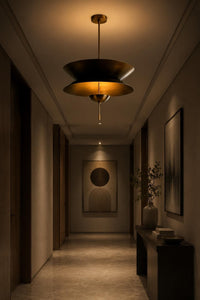 Modern Brass Pendant Light, Mid Century Modern Layered Disc Chandelier, Scandinavian Ceiling Light, Handmade Designer Hanging Lamp