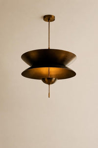 Modern Brass Pendant Light, Mid Century Modern Layered Disc Chandelier, Scandinavian Ceiling Light, Handmade Designer Hanging Lamp
