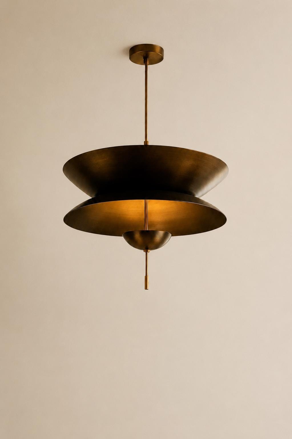 Modern Brass Pendant Light, Mid Century Modern Layered Disc Chandelier, Scandinavian Ceiling Light, Handmade Designer Hanging Lamp
