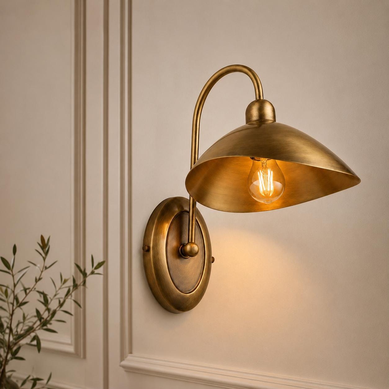 Mid-Century Modern Brass Wall Sconce | Adjustable Swing Arm Light | Handmade Minimalist Wall Lamp for Bedroom, Living Room, Reading Nook