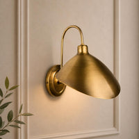 Mid-Century Modern Brass Wall Sconce | Adjustable Swing Arm Light | Handmade Minimalist Wall Lamp for Bedroom, Living Room, Reading Nook