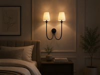 Modern Double Wall Sconce, Black 2 Light Wall Lamp, Mid Century Bedroom Wall Light, Bedside Hallway Lighting Fixture