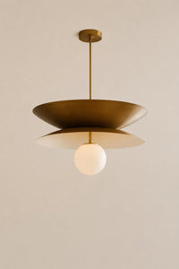 Modern Brass Pendant Light, Mid Century Modern Hanging Lamp, Scandinavian Opal Globe Ceiling Light, Kitchen Island Chandelier
