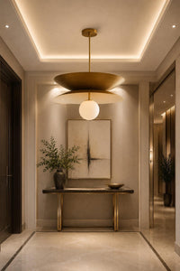Modern Brass Pendant Light, Mid Century Modern Hanging Lamp, Scandinavian Opal Globe Ceiling Light, Kitchen Island Chandelier